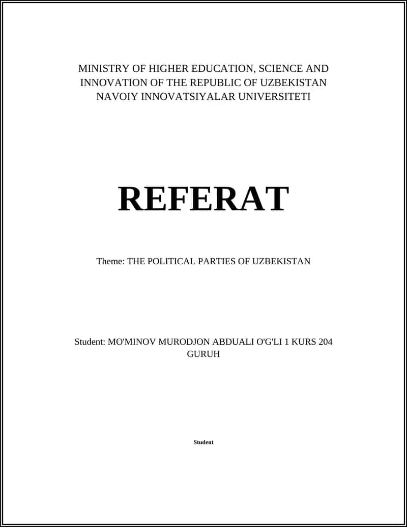 THE POLITICAL PARTIES OF UZBEKISTAN 1