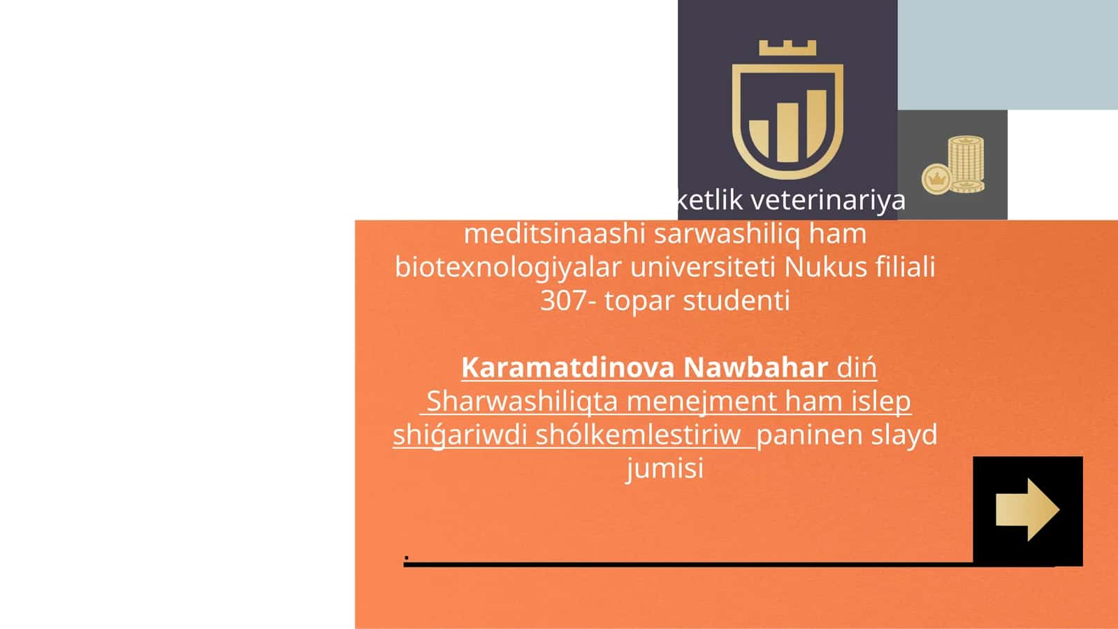 Sharwashiliqta menejment ham islep shiǵariwdi shólkemlestiriw paninen slayd jumisi 1