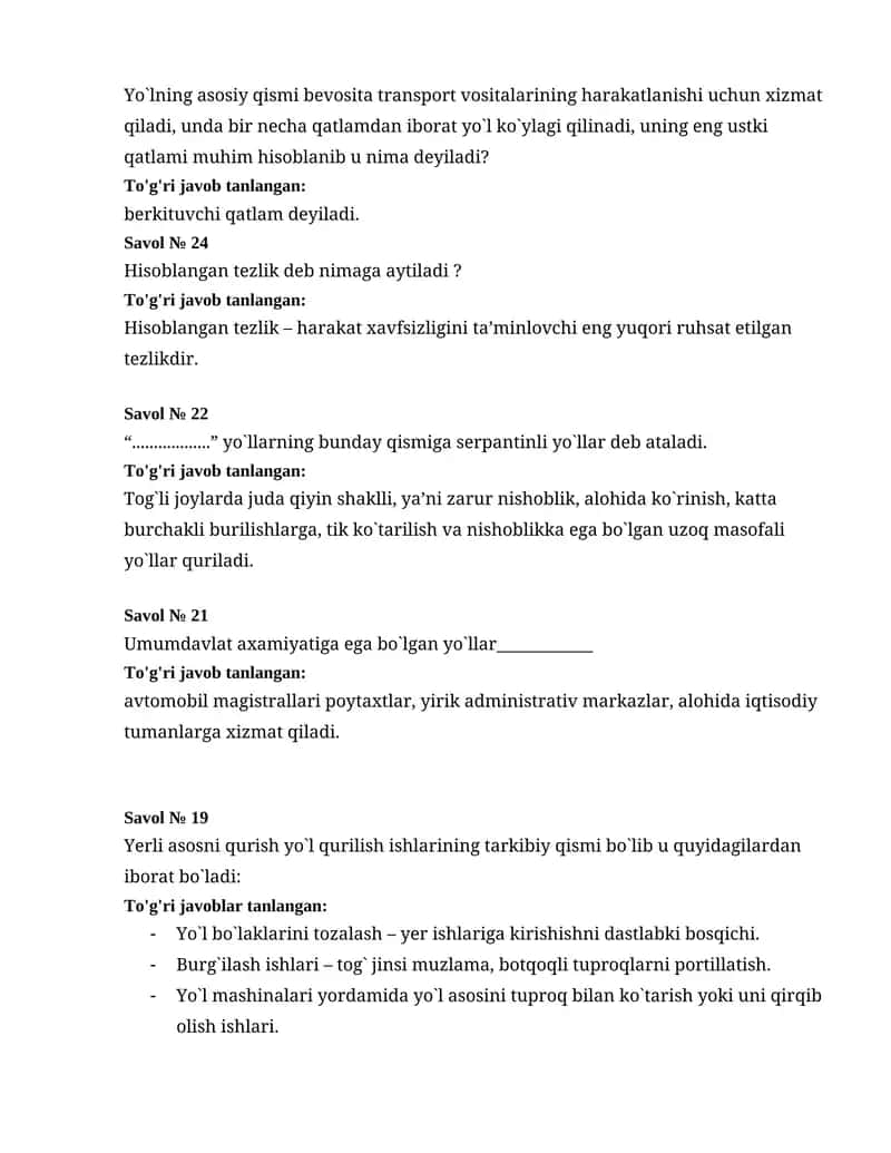 Umumdavlat axamiyatiga ega bo`lgan yo`llar 1