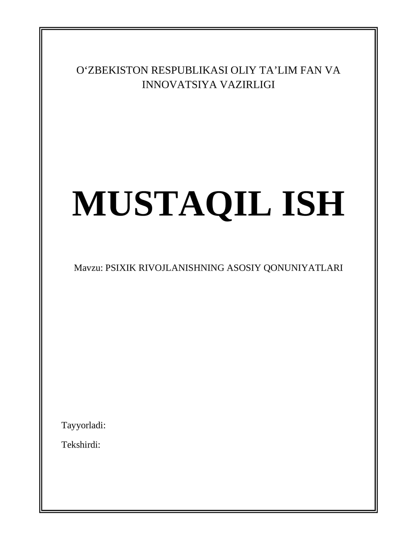 PSIXIK RIVOJLANISHNING ASOSIY QONUNIYATLARI 1