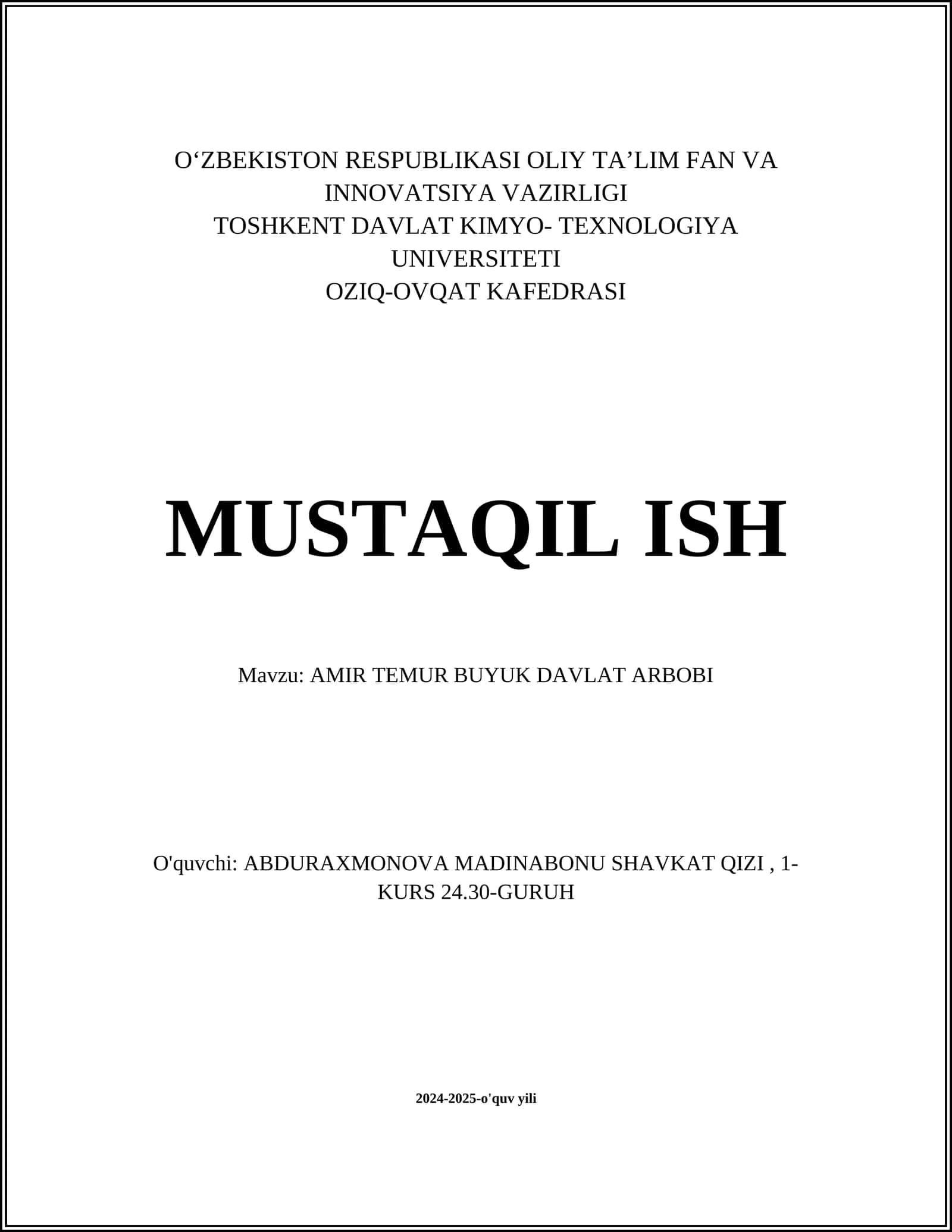 AMIR TEMUR BUYUK DAVLAT ARBOBI 1