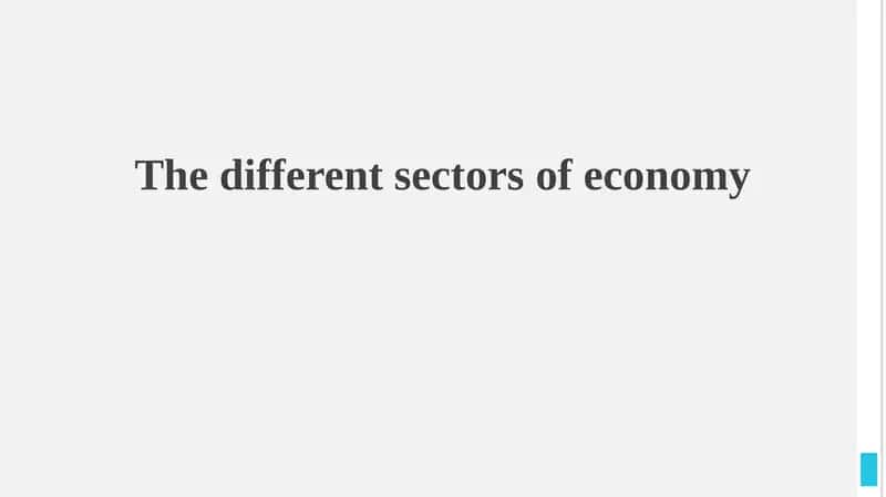 Economic Sectors: An Overview 1