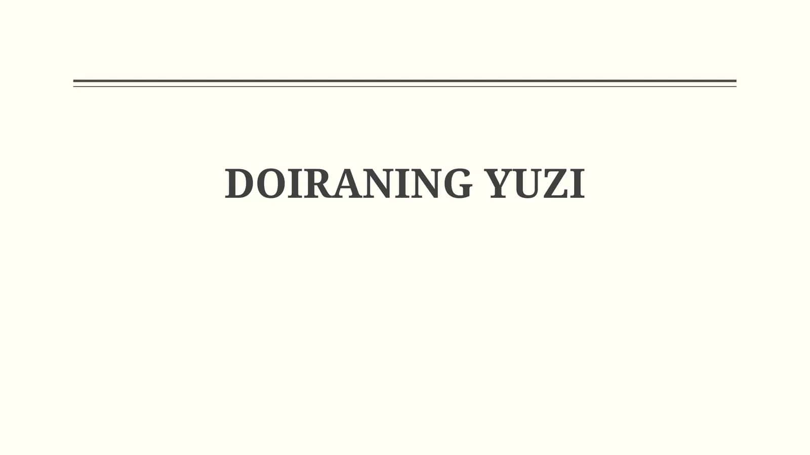 DOIRANINGYUZI 1
