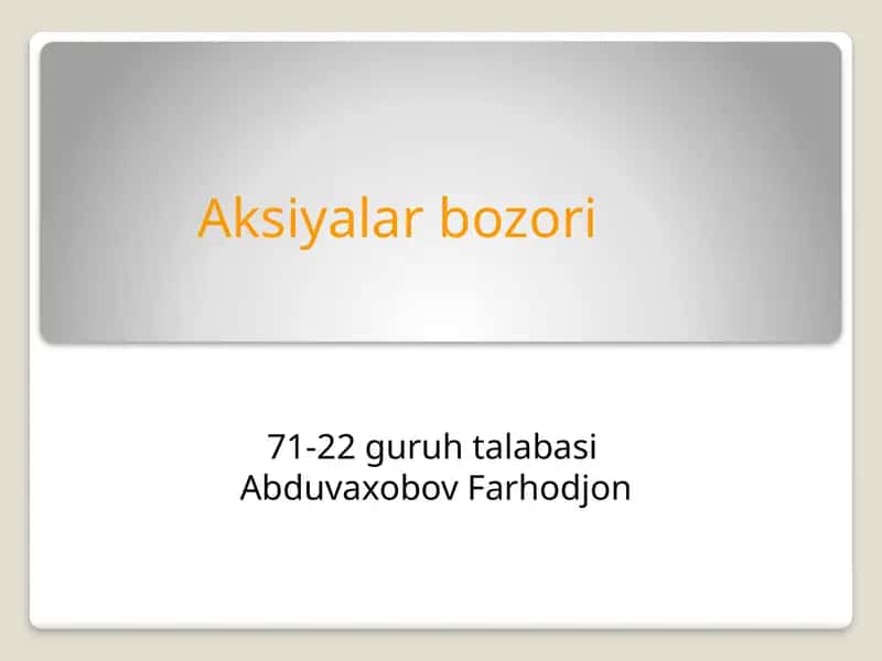 Aksiya bozori 1