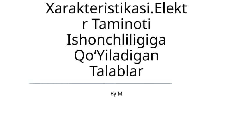 Elektr taʼminoti tarmoqlari sxemalari 1