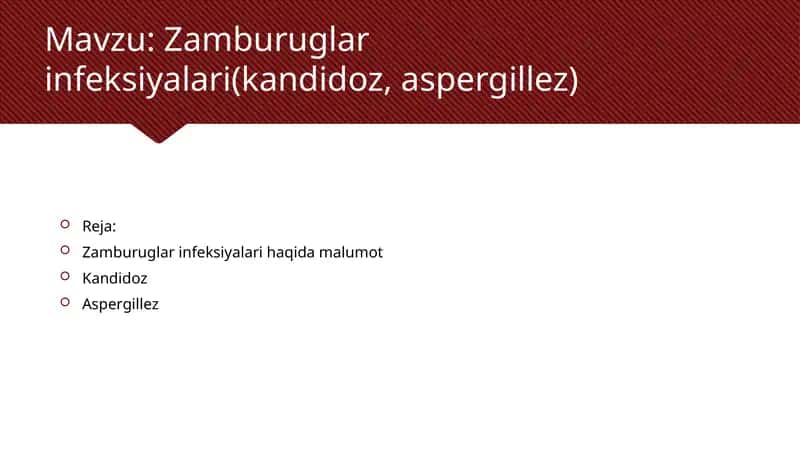 Zamburuglar infeksiyalari(kandidoz, aspergillez) 1