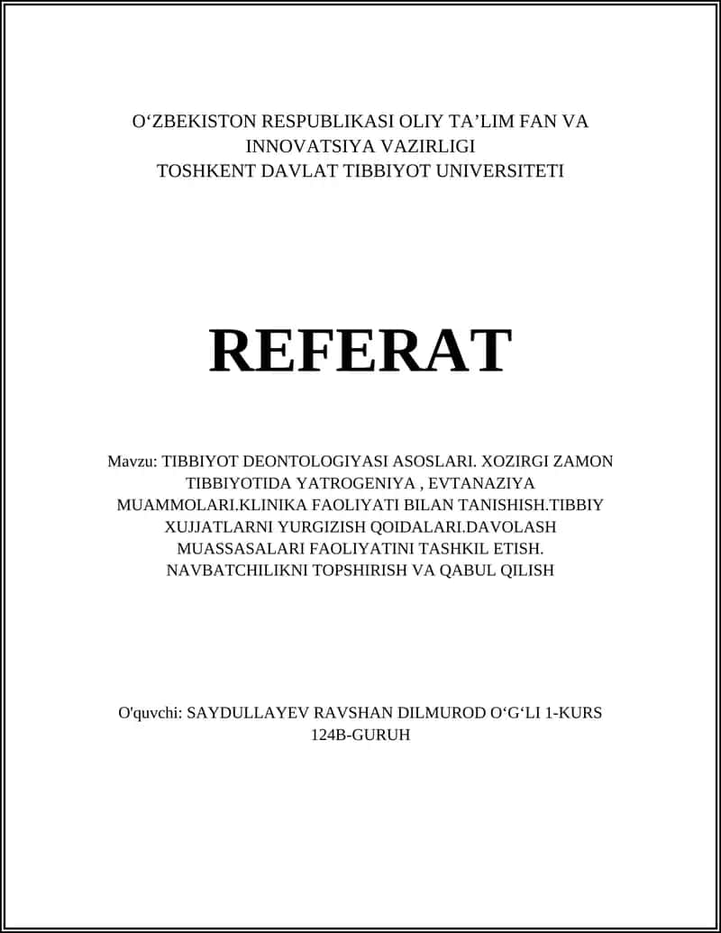 TIBBIYOT DEONTOLOGIYASI ASOSLARI 1