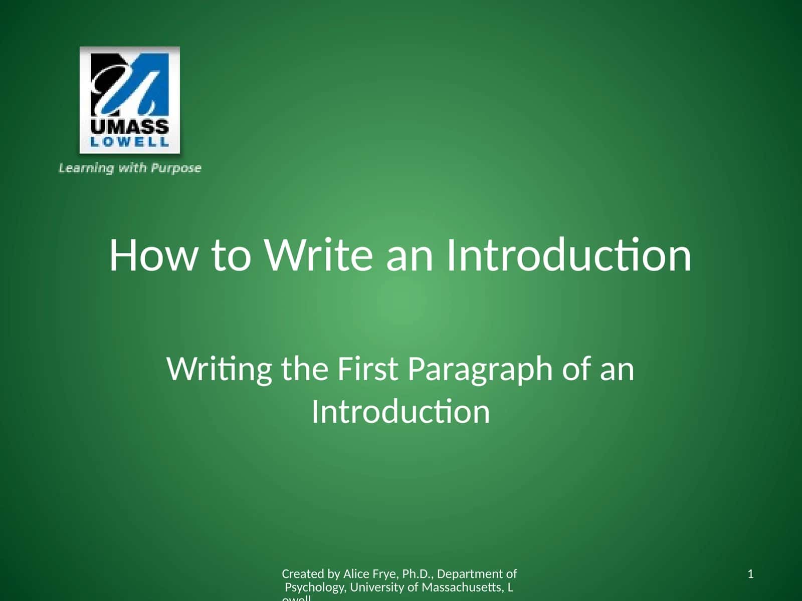 How to Write an Introduction 1