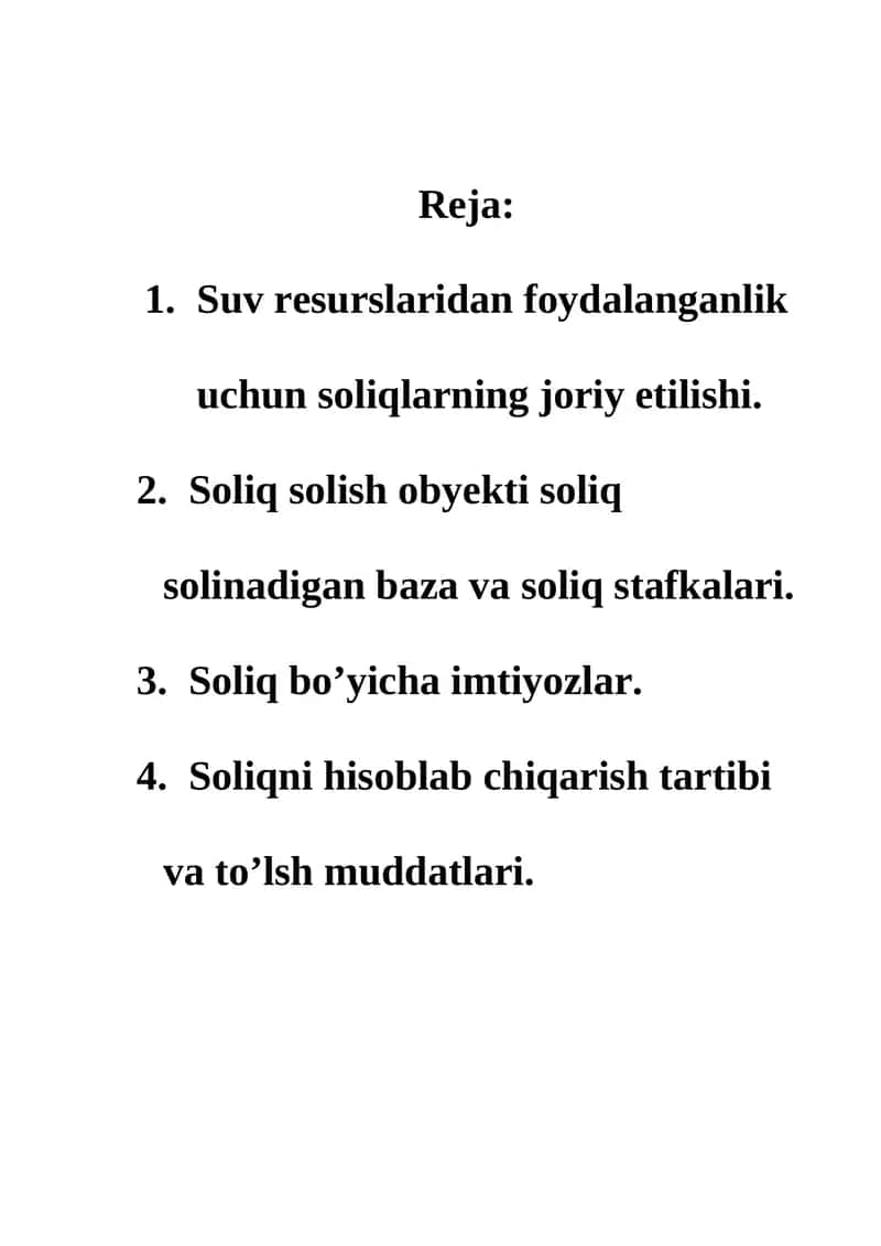 Suv resurslaridan foydalanganlik uchun soliq 1