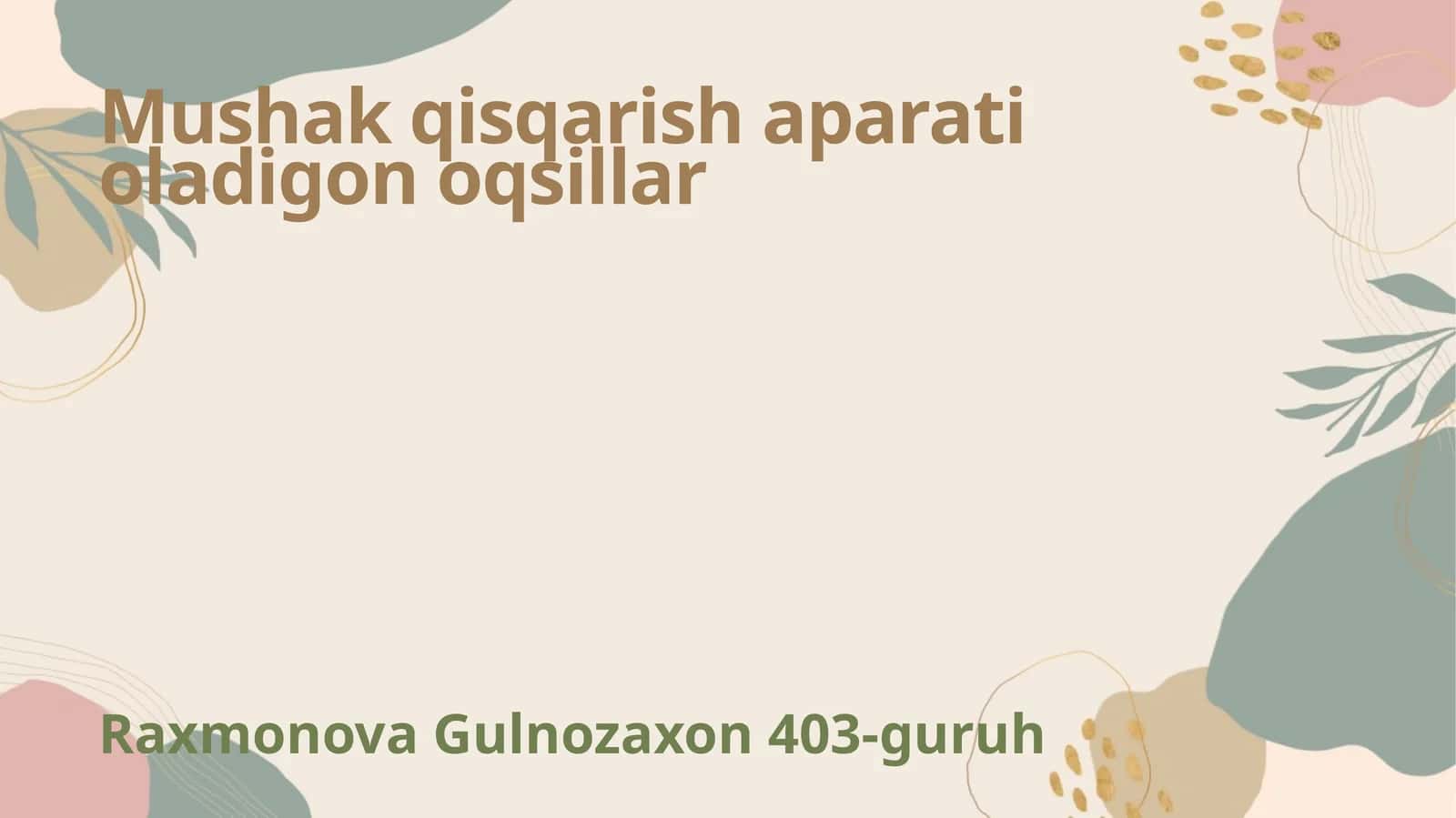 Mushak qisqarish apparati oladigon oqsillar 1