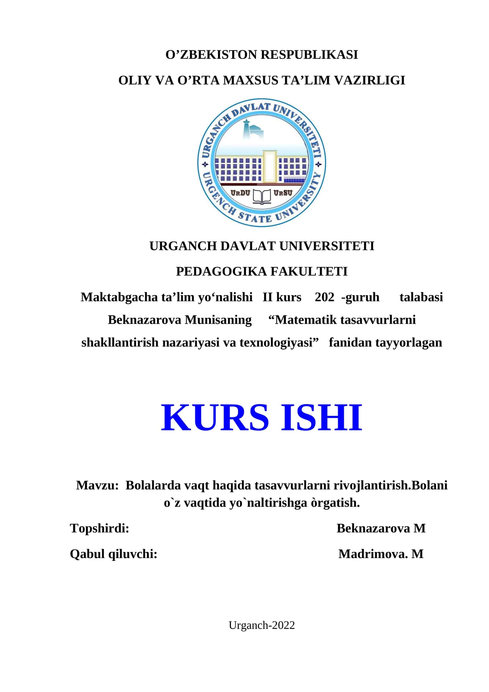 Bolalarda vaqt haqida tasavvurlarni rivojlantirish 1