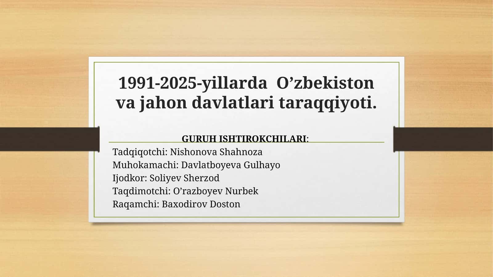 1991–2025-yillarda O‘zbekiston va jahon davlatlari taraqqiyoti | Tayyor slayd (prezentatsiya) 1