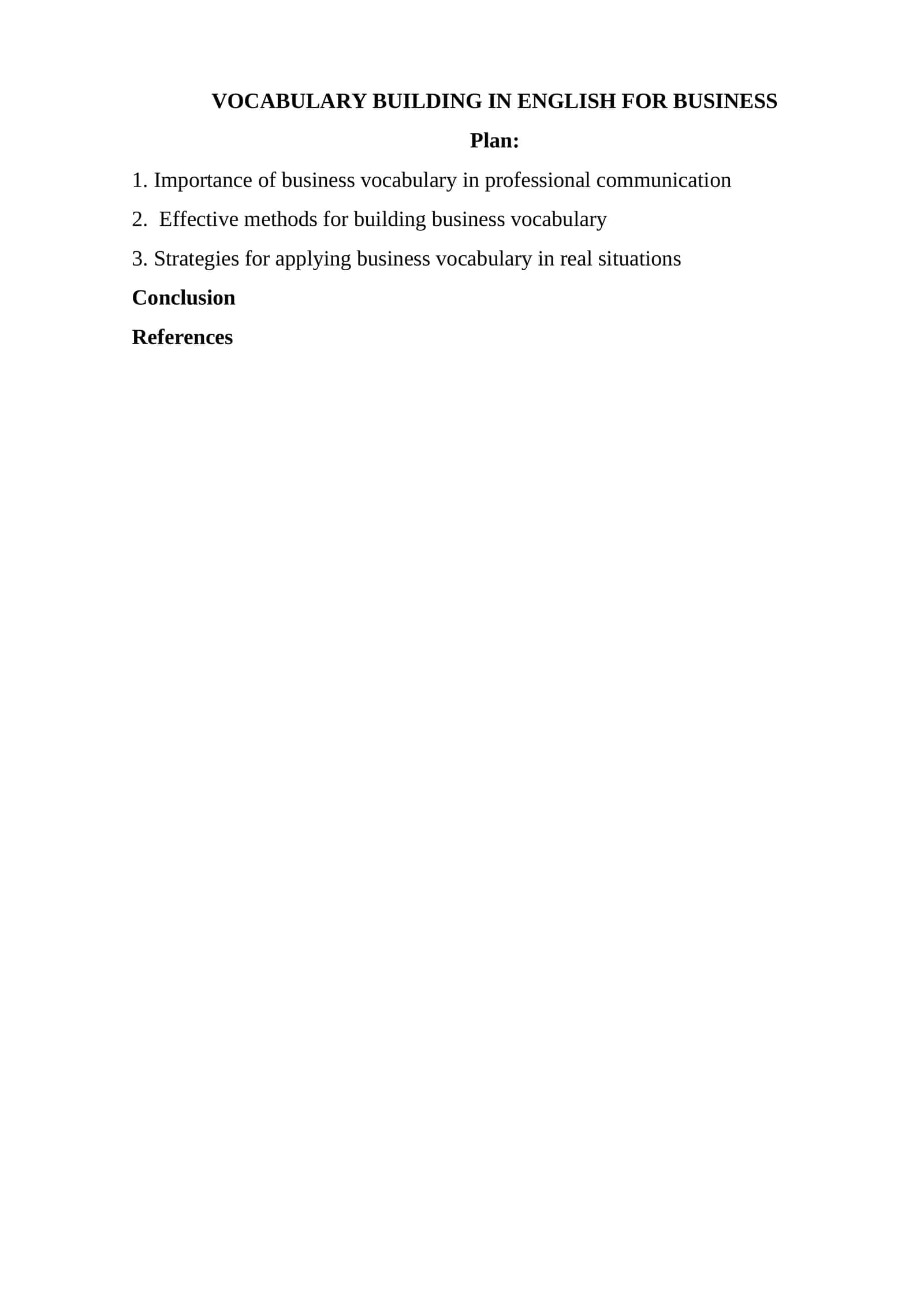 VOCABULARY BUILDING IN ENGLISH FOR BUSINESS 1