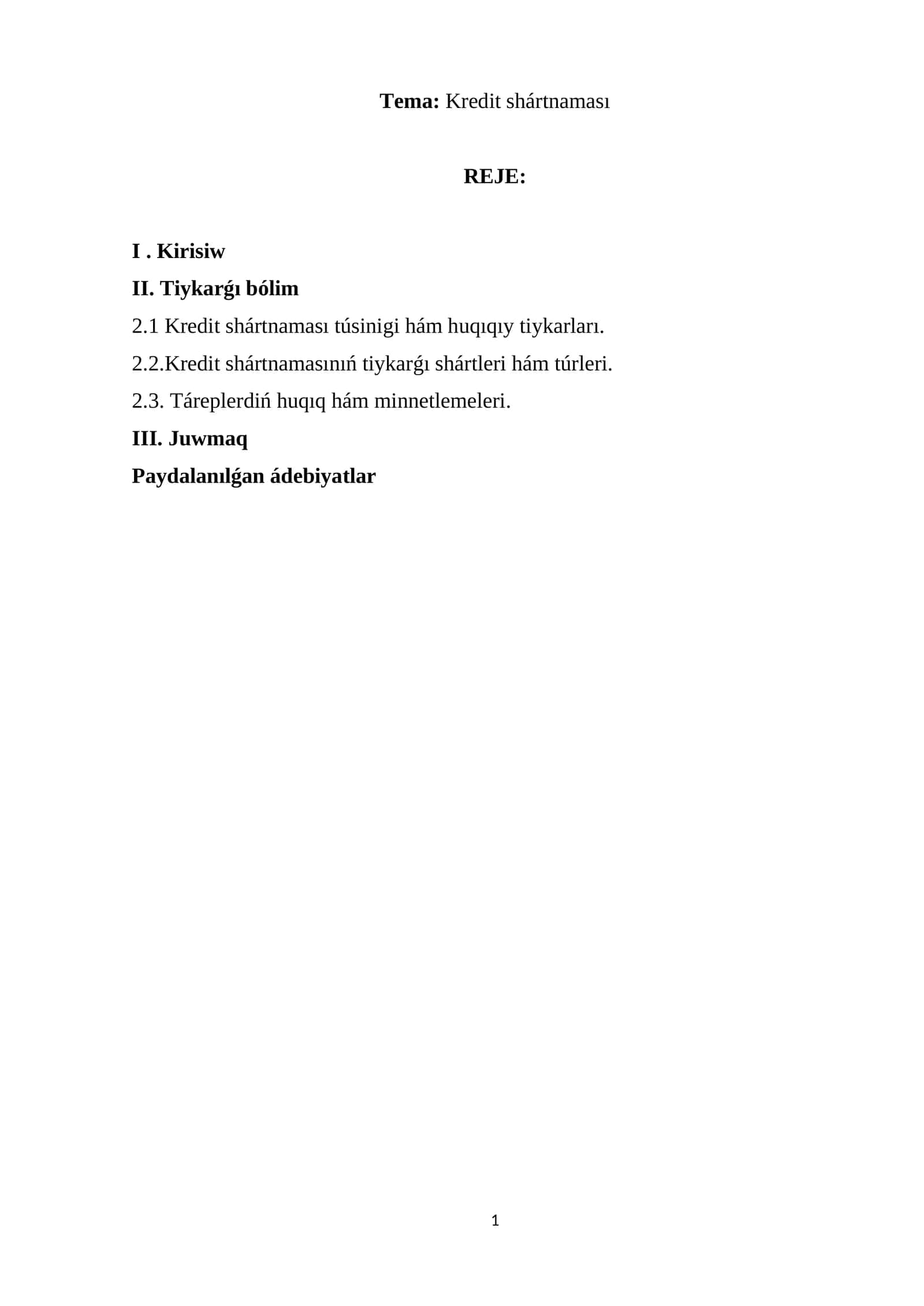 Krеdit shártnaması 1