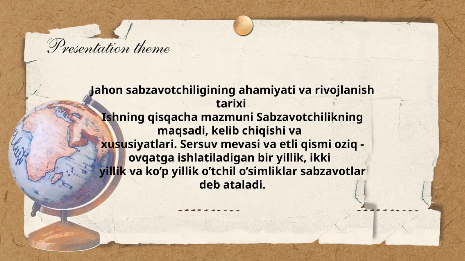 Jahon sabzavotchiligining ahamiyati va rivojlanish tarixi 1