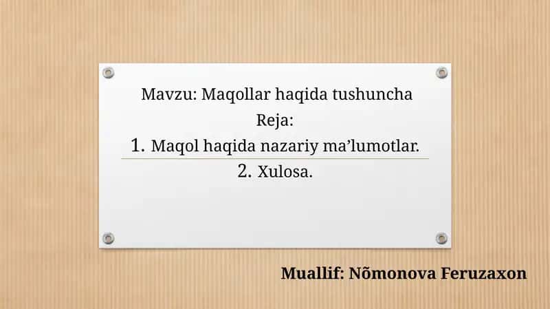 Maqollar haqida tushuncha 1
