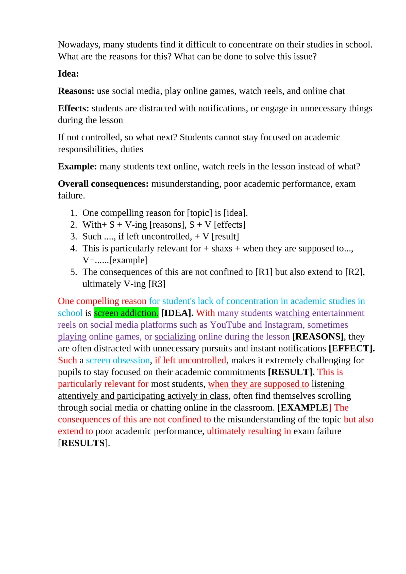 Reasons for Lack of Concentration in Academic Studies 1