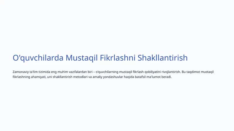 Mustaqil Fikrlash 1