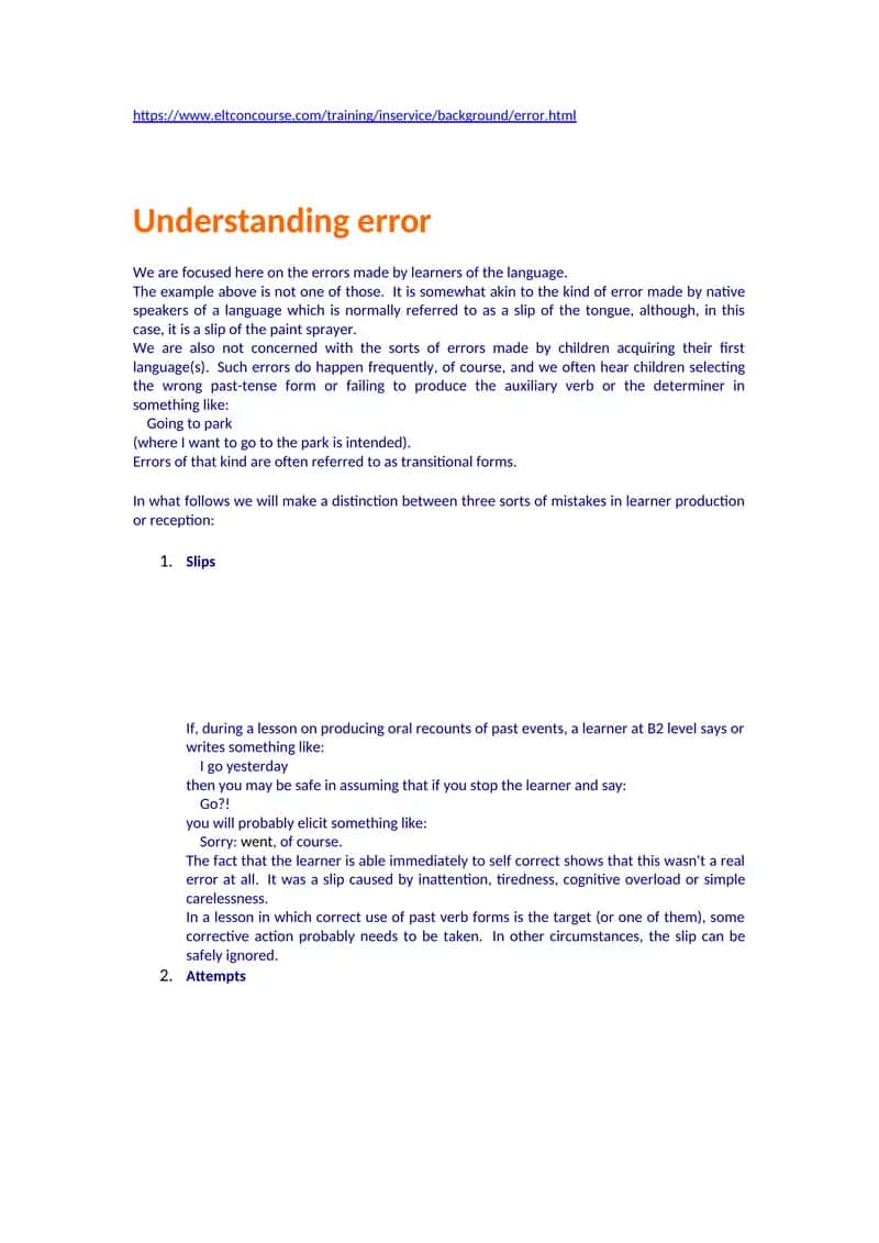 Understanding Error 1