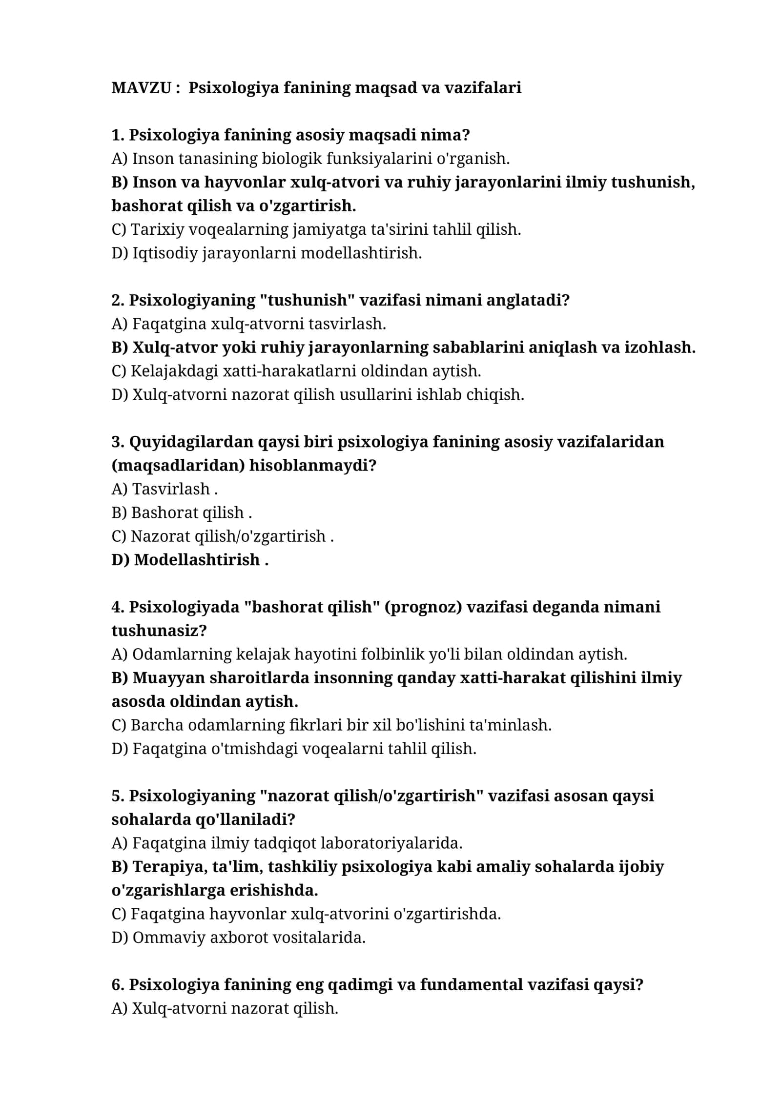 Psixologiya fanining maqsad va vazifalari 1