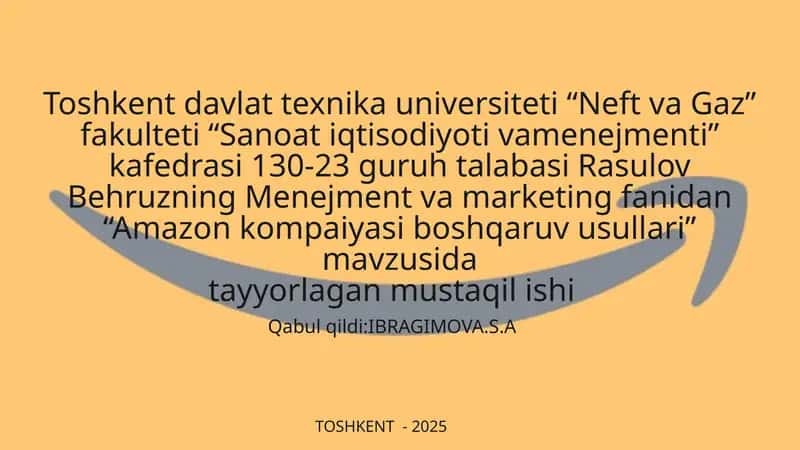 Amazon kompaniyasi boshqaruv usullari 1