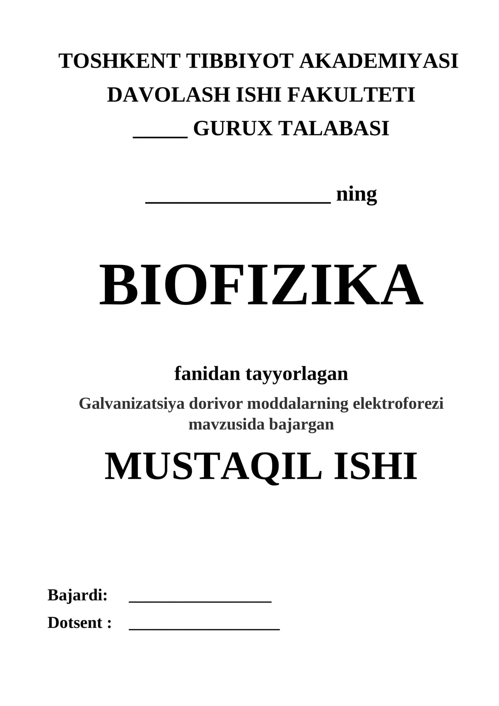 Galvanizatsiya dorivor moddalarning elektroforezi 1