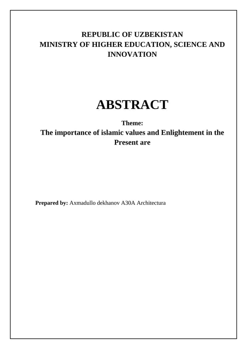 Bridging Worlds: Islamic Values and Enlightenment Principles 1