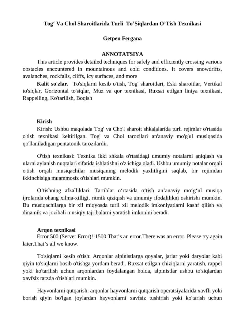 Tog‘ Va Chol Sharoitlarida Turli To’Siqlardan O’Tish Texnikasi 1