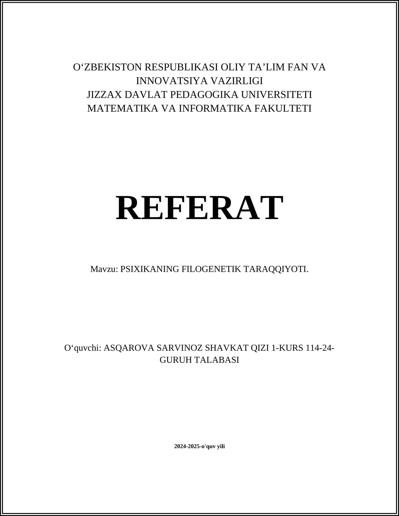 PSIXIKANING FILOGENETIK TARAQQIYOTI 1