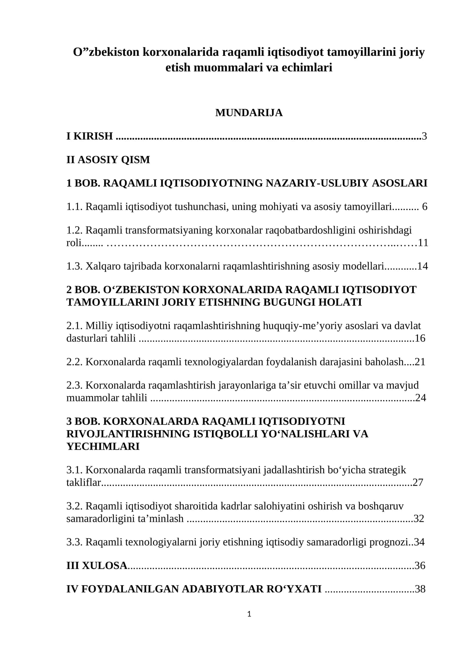 O”zbekiston korxonalarida raqamli iqtisodiyot tamoyillarini joriy etish muommalari va echimlari 1