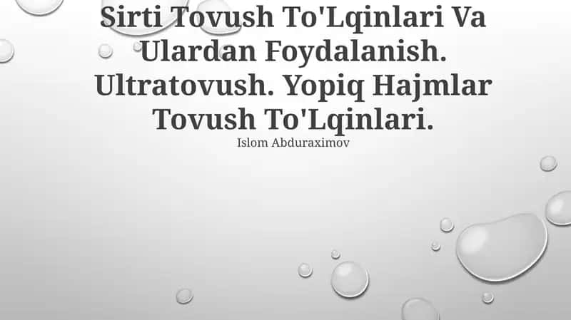 Yopiq Hajmlar Tovush To'Lqinlari 1