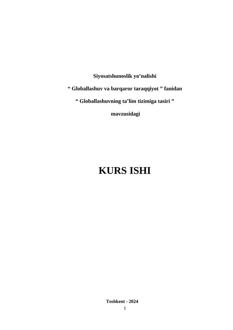 Globallashuvning ta’lim tizimiga tasiri 1