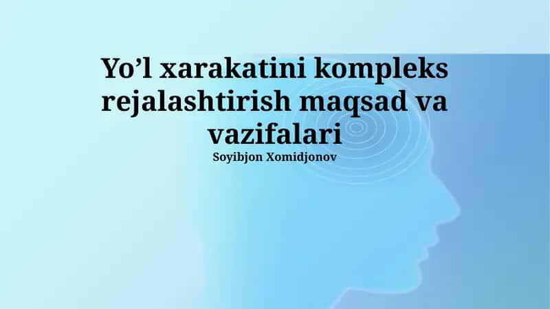 Murakkab Yo'l Harakati Rejalashtirishning Vazifalari 1