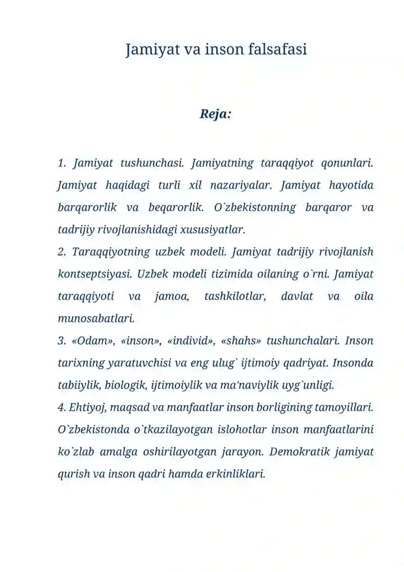 Jamiyat va inson falsafasi