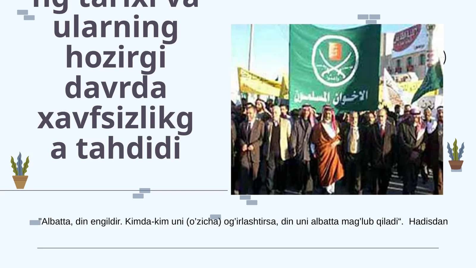 Diniy fanatizm, ekstremizm, fundamentalizm, terrorizmning tarixi va ularning hozirgi davrda xavfsizlikga tahdidi 1
