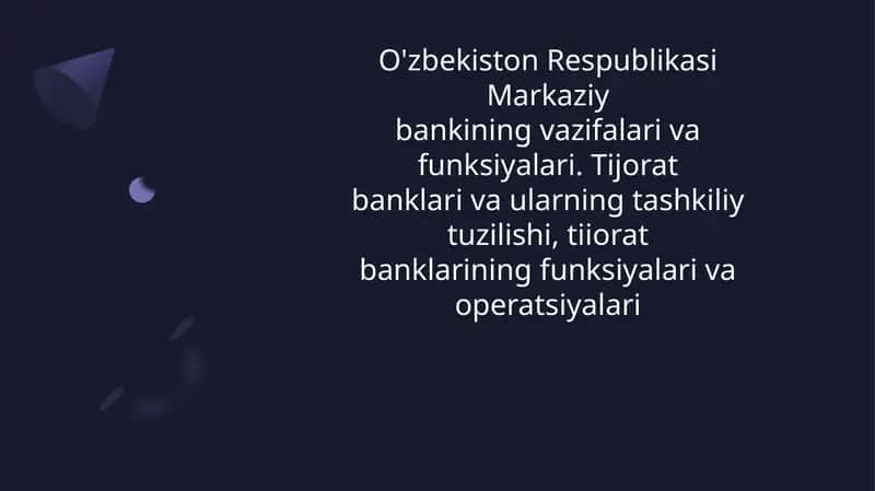 Markaziy bank faoliyati vazifalari 1