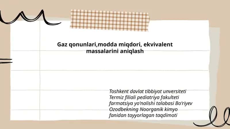 Noorganik kimyo fanidan tayyorlagan taqdimoti 1