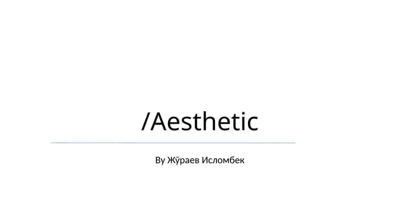 Estetika 1