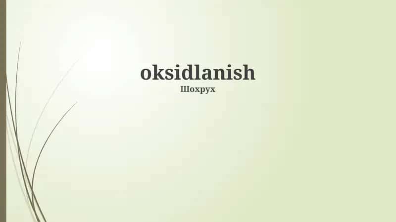 Oksidlanish 1