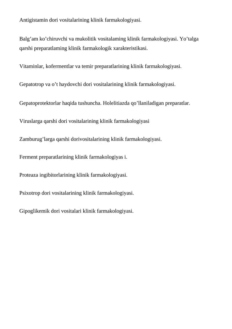 Antigistamin dori vositalarining klinik farmakologiyasi 1