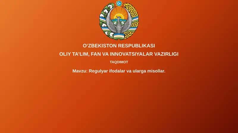 Regulyar ifodalar va ularga misollar 1
