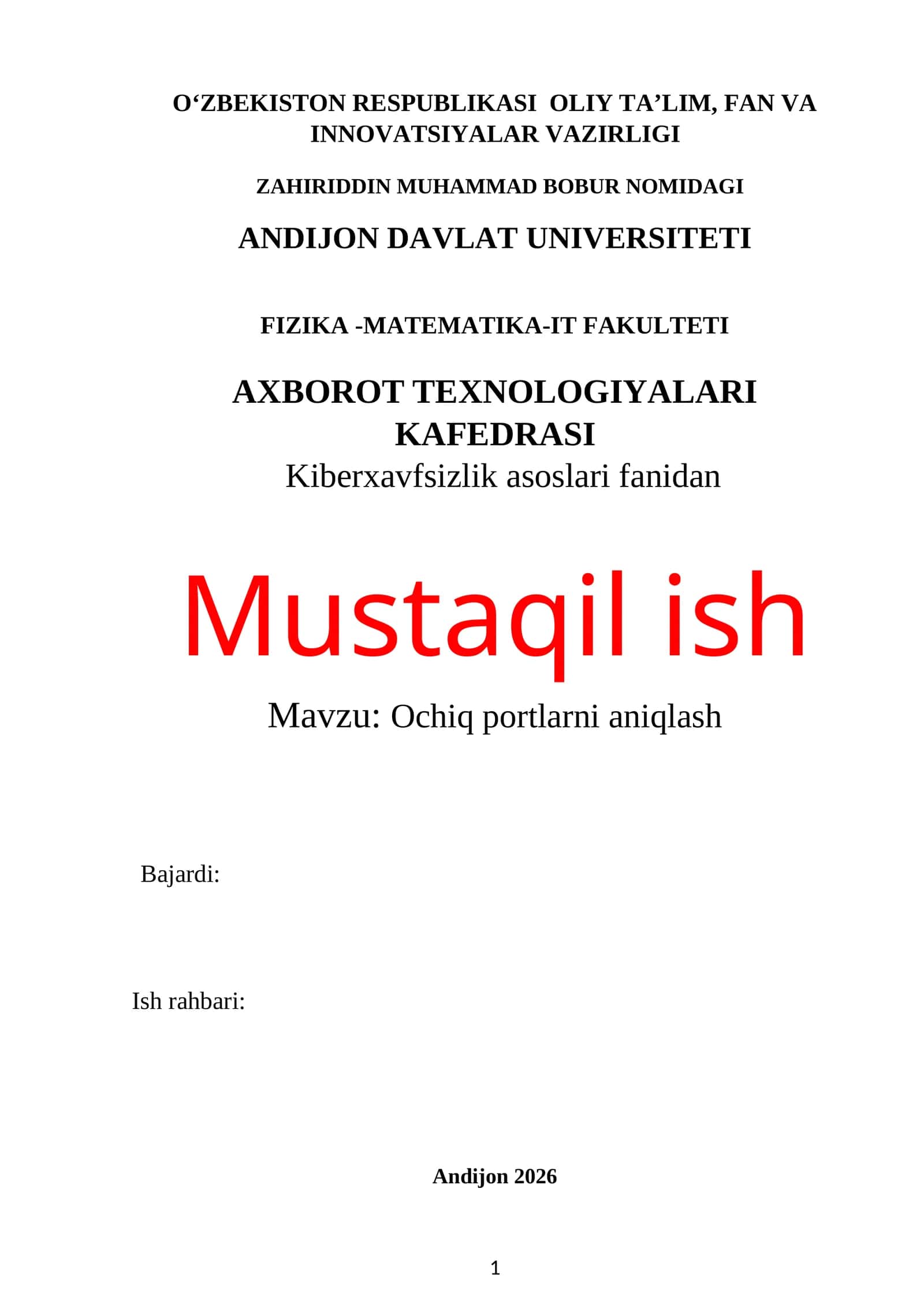 Ochiq portlarni aniqlash 1