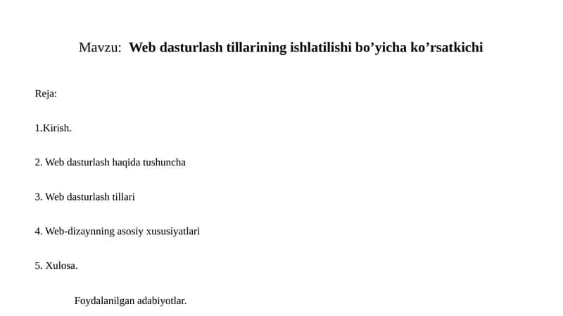 Web dasturlash tillarining ishlatilishi bo’yicha ko’rsatkichi 1