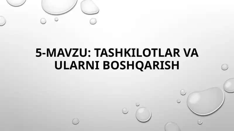 Tashkilotlar va ularni boshqarish 1