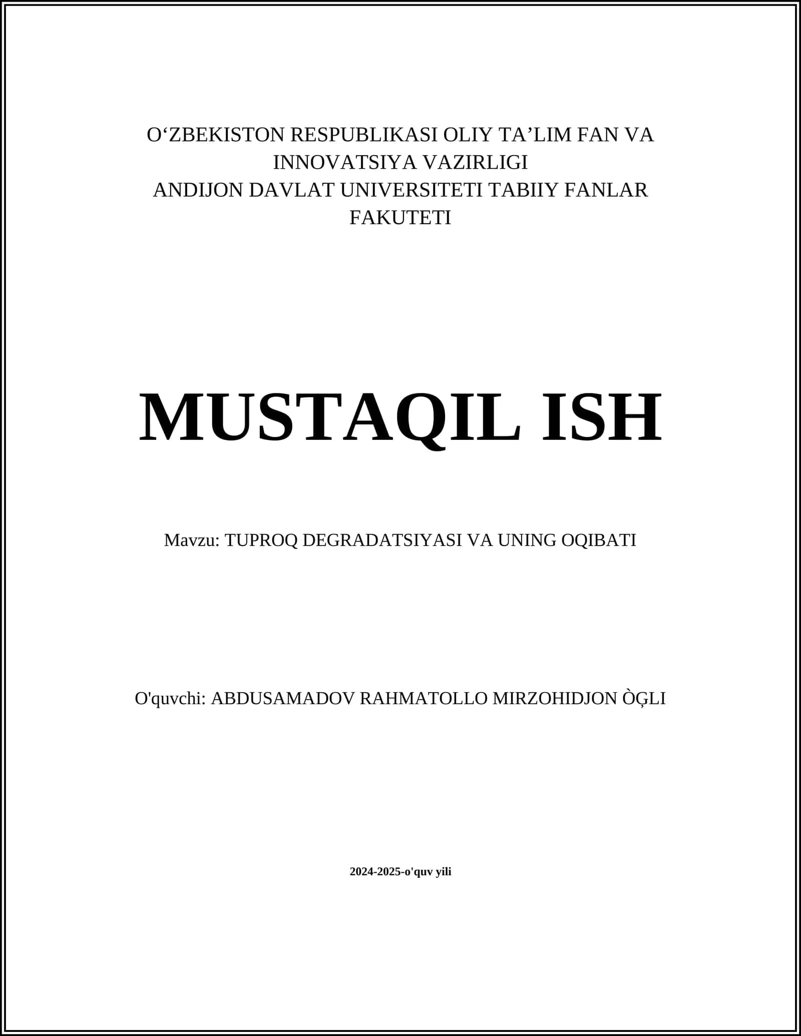 TUPROQ DEGRADATSIYASI VA UNING OQIBATI 1