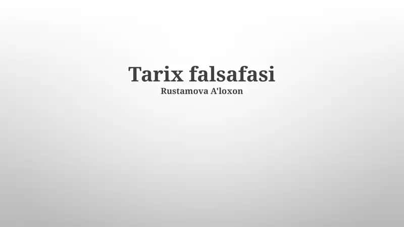 Tarix falsafasi 1