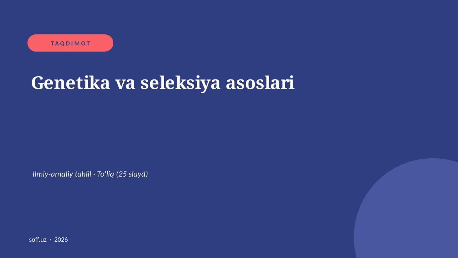 Genetika va seleksiya asoslari 1