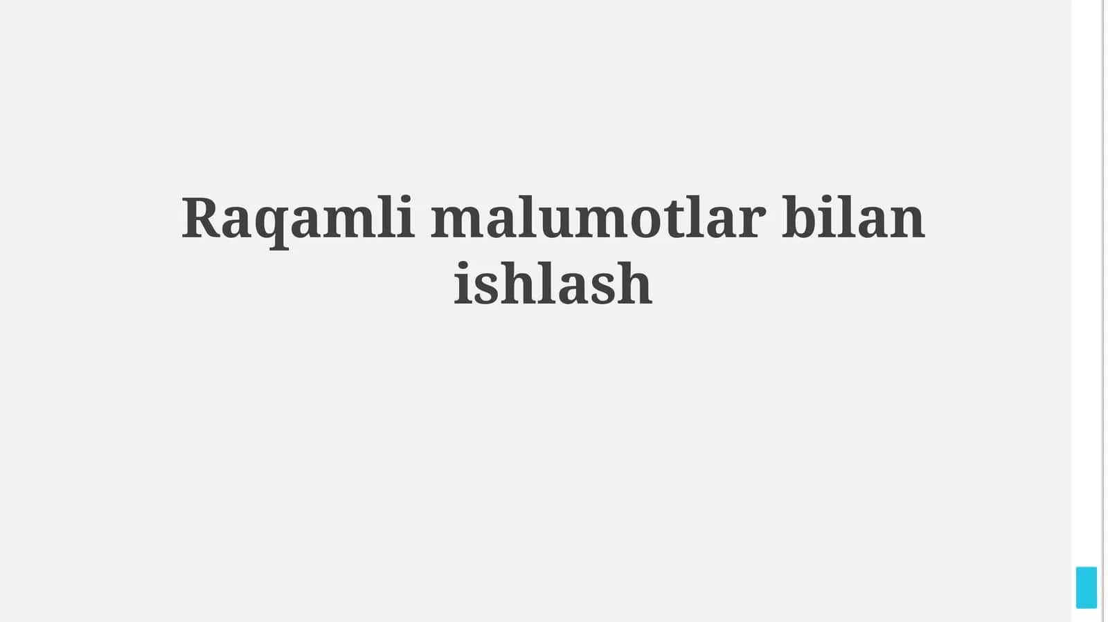 Raqamli ma'lumotlar bilan ishlash asoslari 1