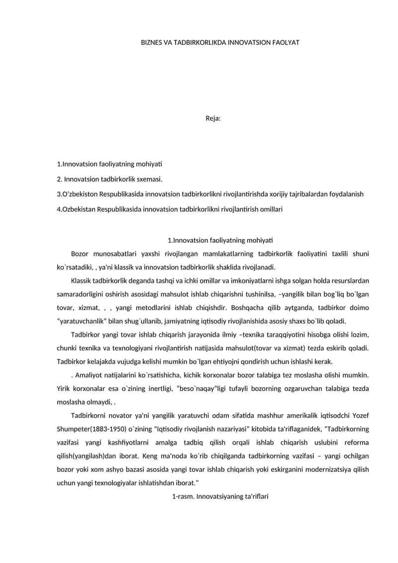 Innovatsion faoliyatning mohiyati 1