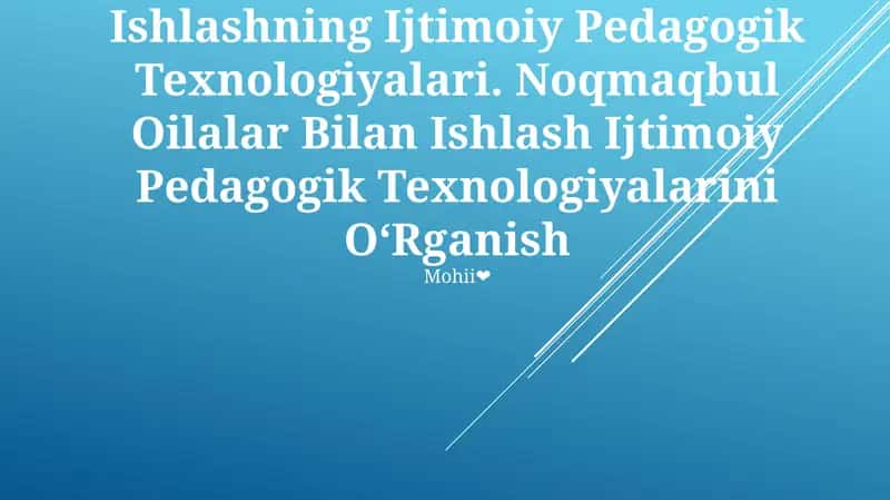 Tarbiyasi Og'Ir Bolalar Bilan Ishlashning Ijtimoiy Pedagogik Texnologiyalari 1
